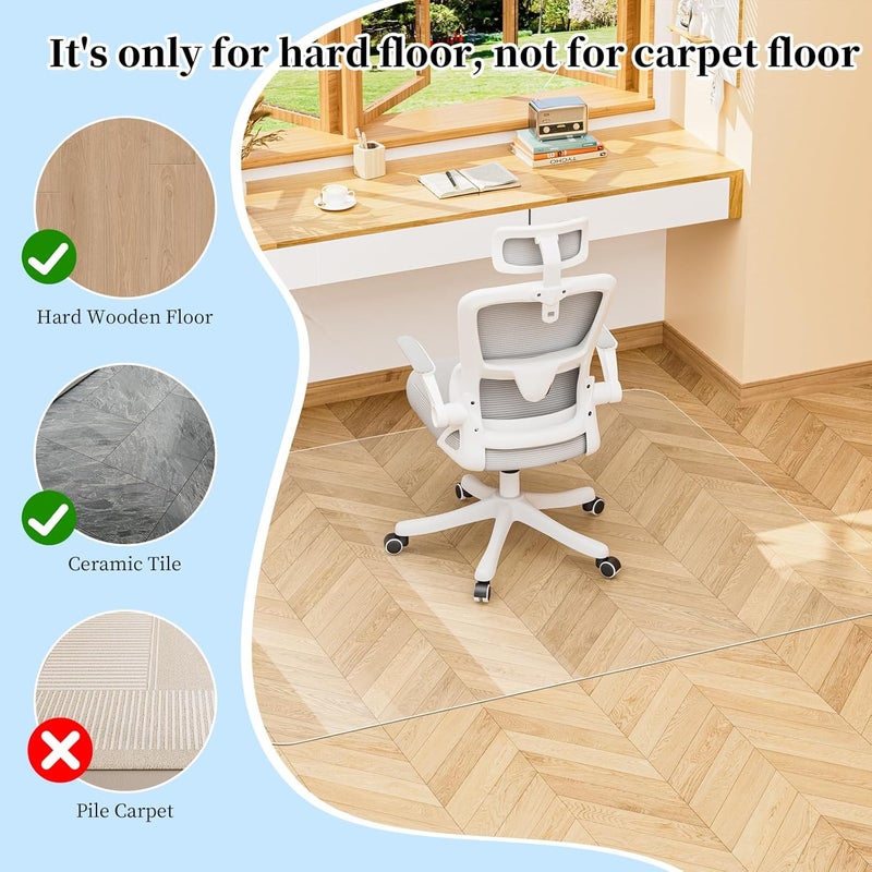 Tonaus Chair Mat for Hard Floor, Computer Chair Mats 45"×54" Transparent Clear PVC Floor Mats, Office Chair Mat Floor Protector for Office Home - Image 2